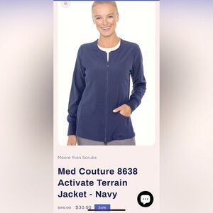 Med Couture Activate Scrub Jacket • Size Small • Navy